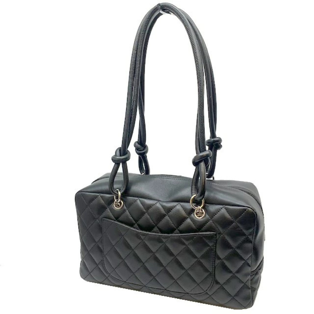 Chanel Bowling Bag Cambon Black White Handbag Shoulder